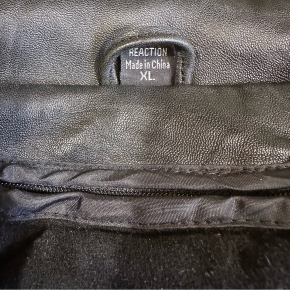 Leather Bomber Jacket Kenneth Cole Reaction Removal Liner Black 90's Y2K Size XL - Picture 6 of 9